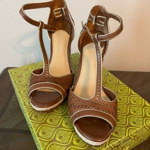 Brown Leather Wedge